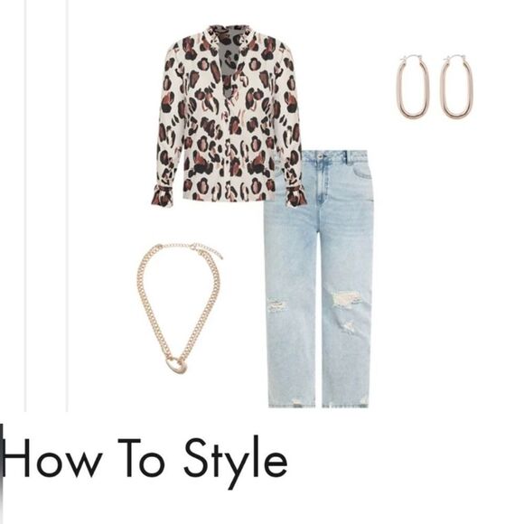 Eloquii Leopard Printed Button Down Shirt with Ruffle Neck - Picture 5 of 6